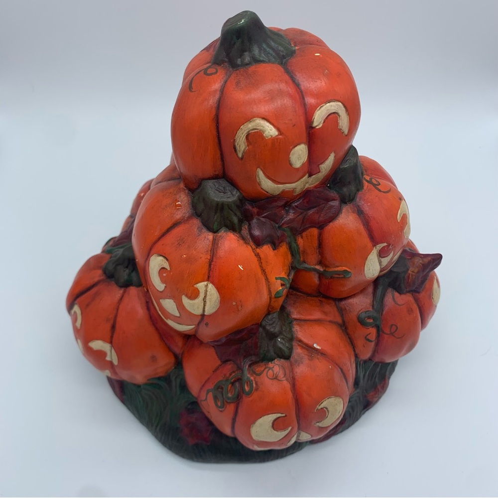Vintage Pumpkin Jack o Lantern Hand Painted Ceramic Mold Halloween - Picture 4 of 8
